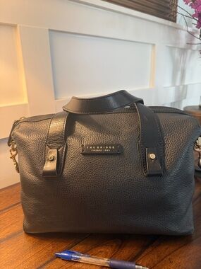 The Bridge Black Pebbled Leather Crossbody Bag